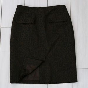 Virgin Wool Blend Leopard Print Ann Taylor Skirt